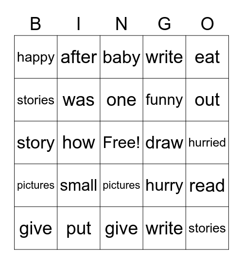 Aiden 2nd BINGO card Bingo Card