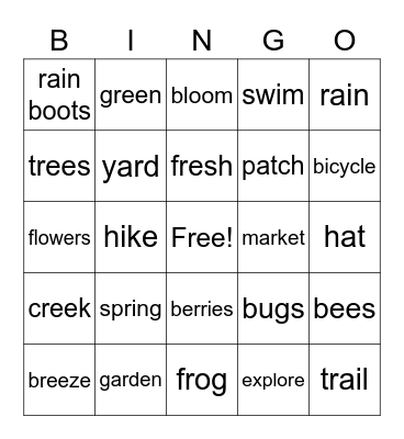 Spring is Here Bingo Card
