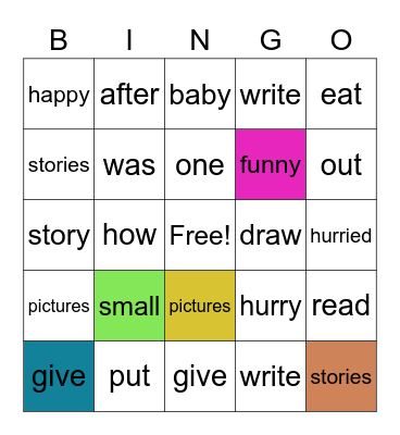 Aiden 2nd BINGO card Bingo Card