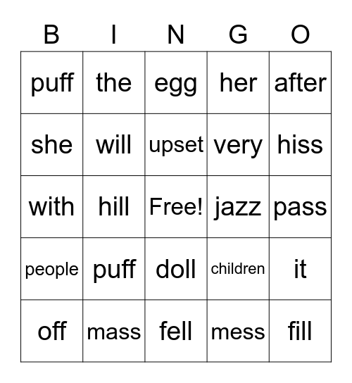 Friday Bingo Card