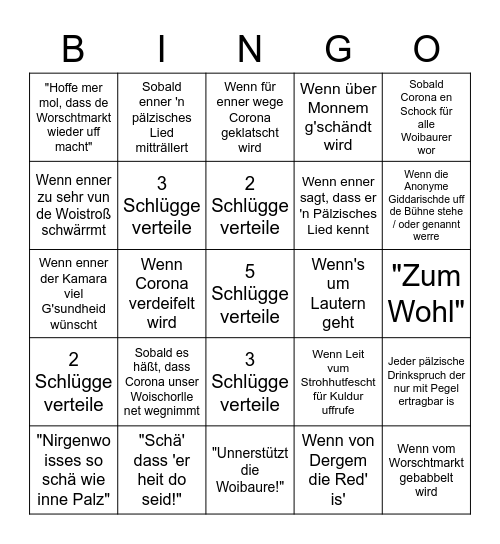 Des Pälzer Bingo Card