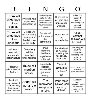 Ghost Town Bingo Card
