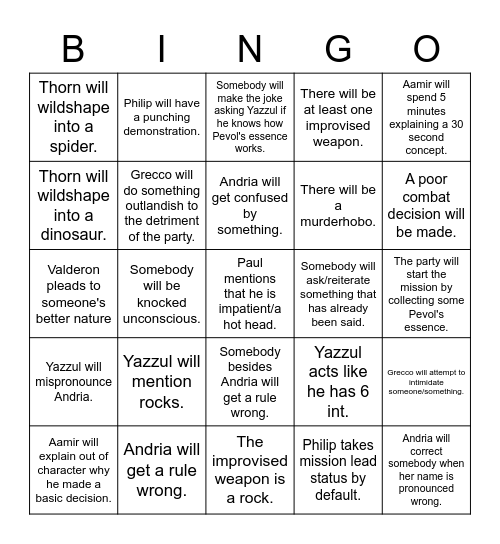 Ghost Town Bingo Card