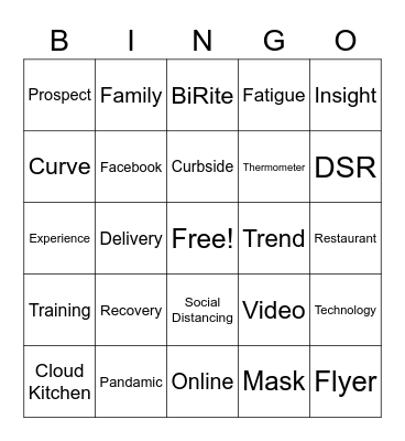 BiRite Quarantine BINGO Card