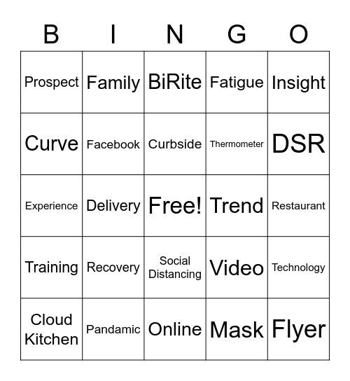 BiRite Quarantine BINGO Card