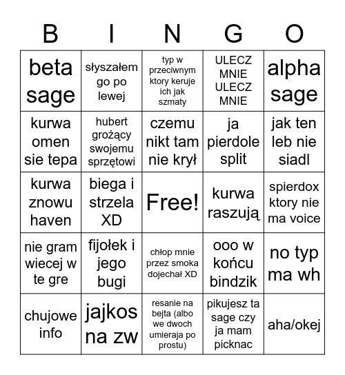 BINGO VALORANT Bingo Card