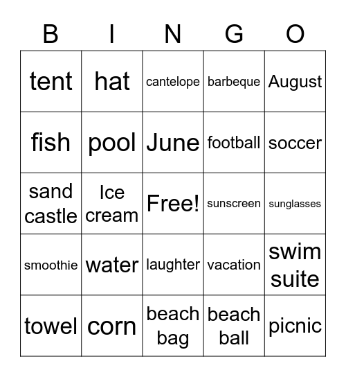 Summer Bingo Card