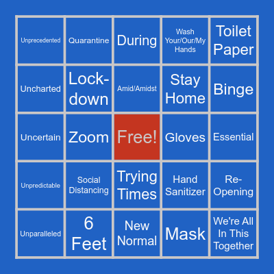 Graduation 2020 Bingo Card