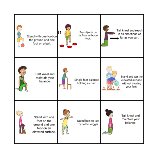 Balance Skills #1 Bingo Card