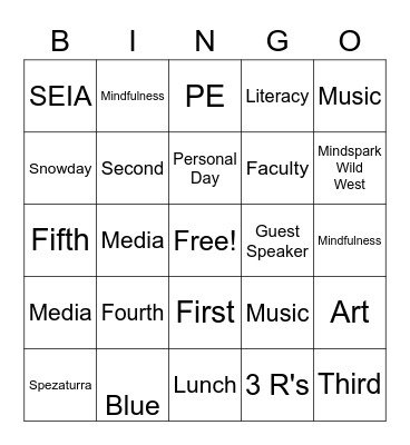WES Bingo Card