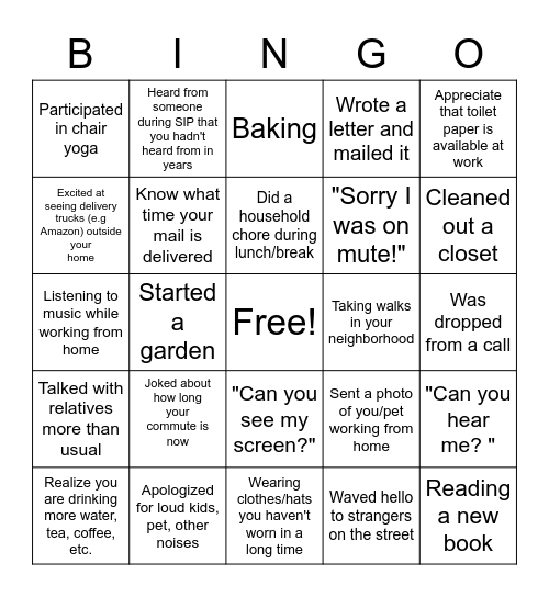 SIP BINGO Card