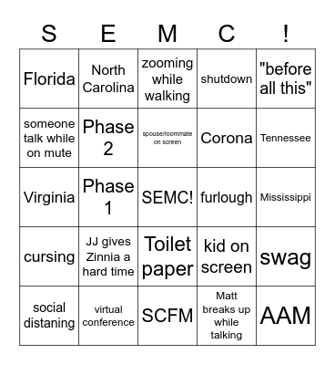 SEMC Happy Hour Bingo 3 Bingo Card