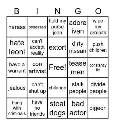 GUESS WHO Bingo Card