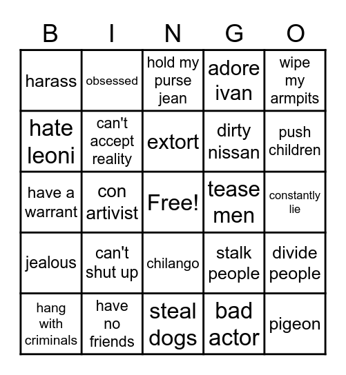GUESS WHO Bingo Card