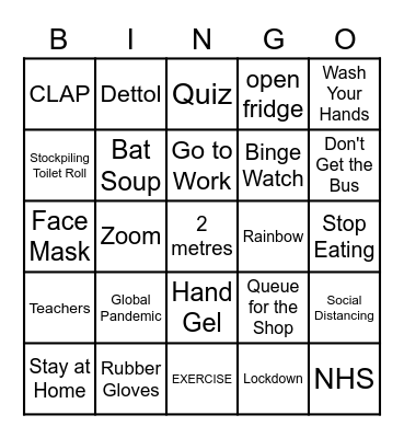 Lockdown Bingo Card