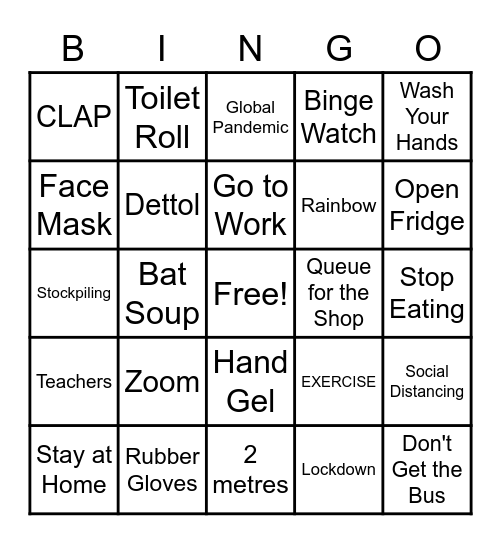 Lockdown Bingo Card