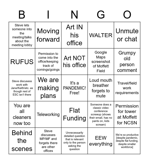 ESC All Hands Bingo Card