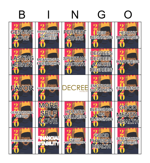 I "DECREE" Bingo Card