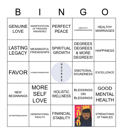 I "DECREE" Bingo Card