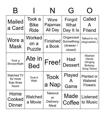 SOCIAL DISTANCING Bingo Card