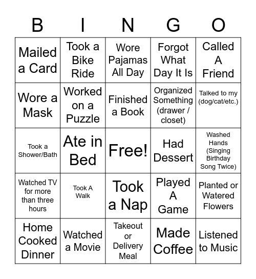 SOCIAL DISTANCING Bingo Card