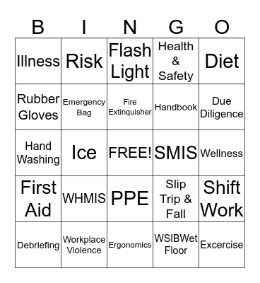 Health & Safety Bingo Card