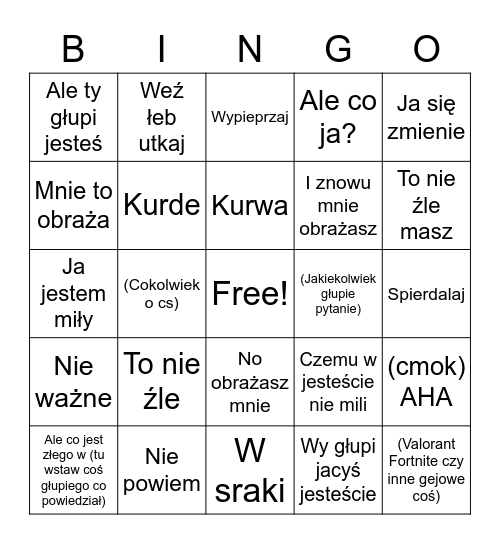Szymonek Bingo Card