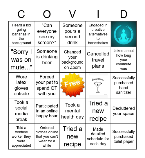 **ZOOM HAPPY HOUR** Bingo Card