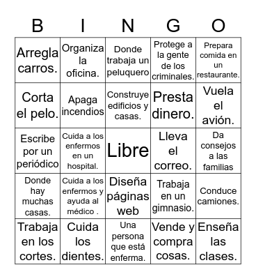Profesiones Bingo Card
