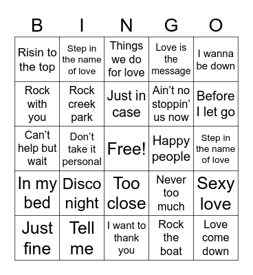 Franklin Blvd Party mix Bingo Card