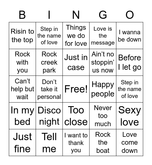 Franklin Blvd Party mix Bingo Card