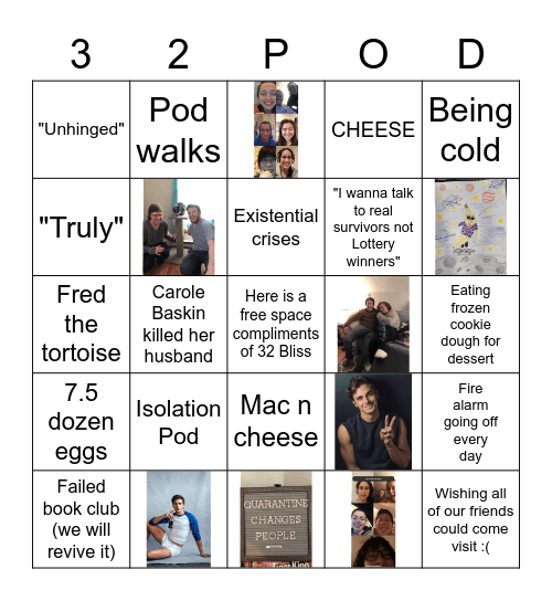 32 Bliss St Bingo Card