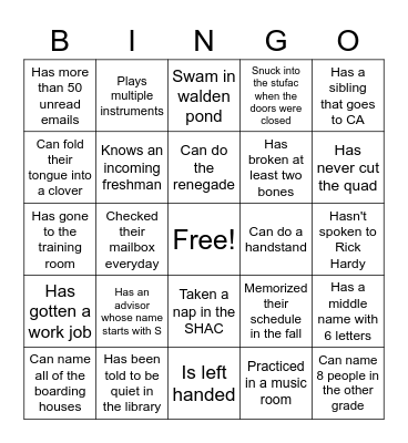 I know someone who... Bingo Card