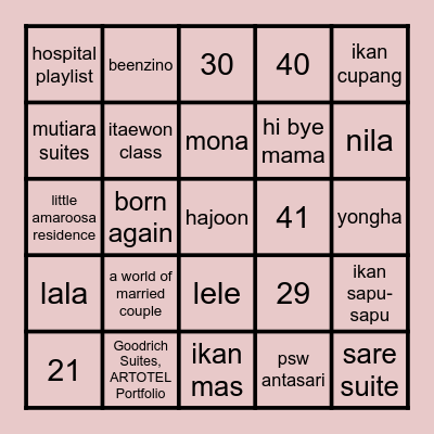 :3 Bingo Card