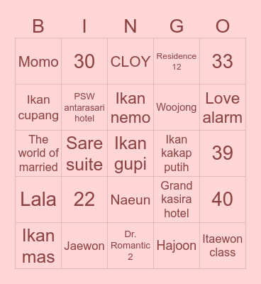 900RO9’s Bingo Card