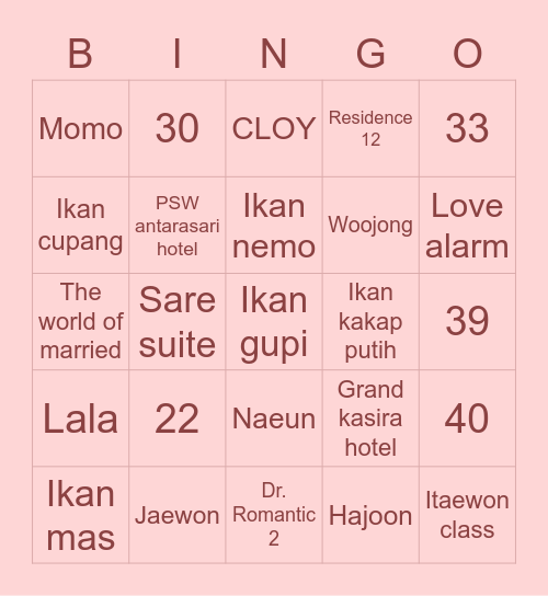 900RO9’s Bingo Card