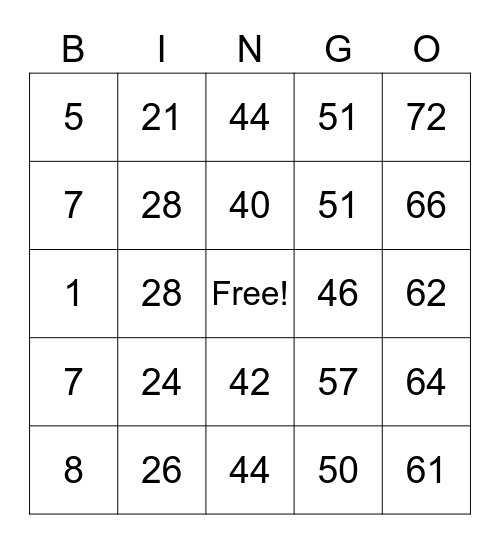 bingo cards 75 numbers