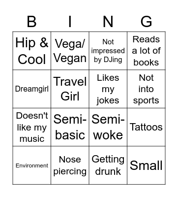 Manuel's Dating Life Bingo Card