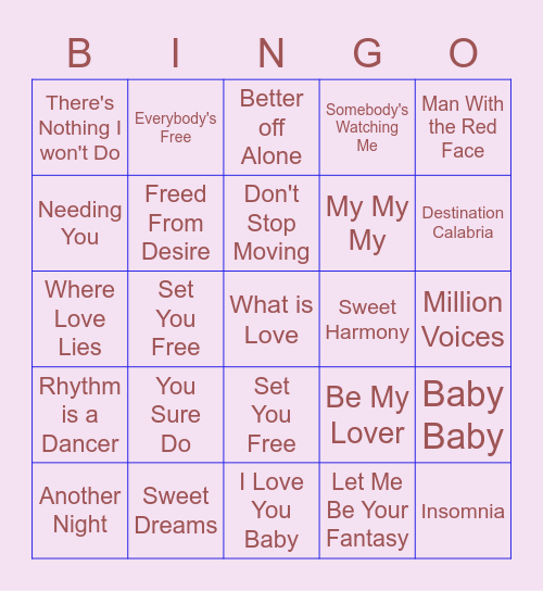Saturday Night Bingo Card