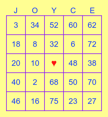 ♥ FOR THE LOVE!!! ♥ Bingo Card