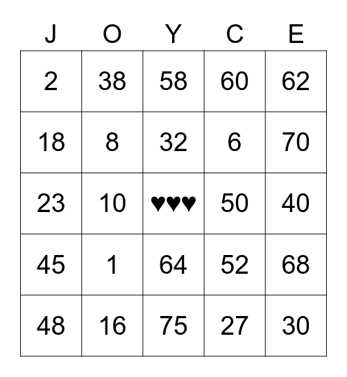 ♥♥♥ FOR THE LOVE ♥♥♥ Bingo Card