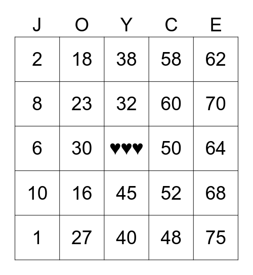 ♥♥♥ FOR THE LOVE ♥♥♥ Bingo Card