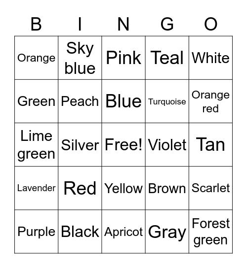 Bingo Crayon Hunt Bingo Card
