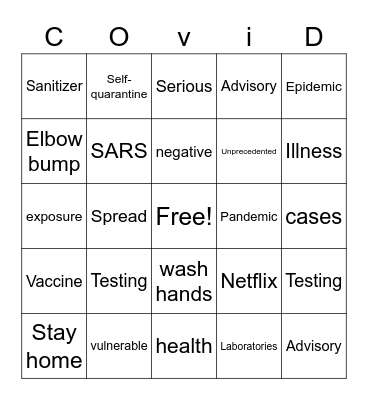 Covid Bingo Card