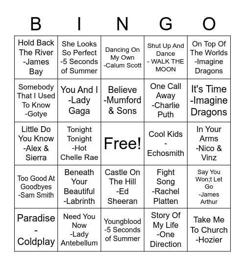 All Out 10's Bingo Card
