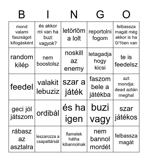 szabi lol bingó Bingo Card