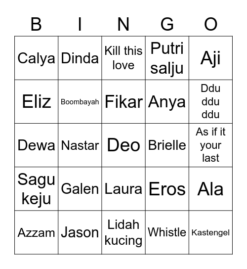 Ngehehe Bingo Card