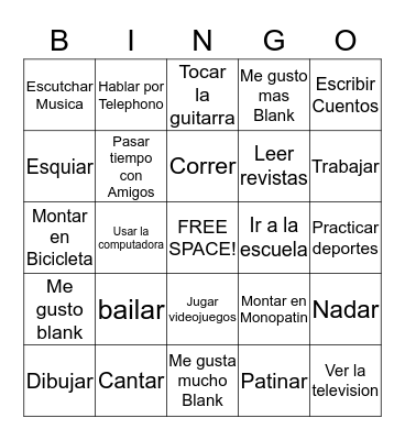 spanish chapter 2 Bingo Card