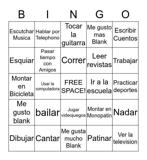 spanish chapter 2 Bingo Card