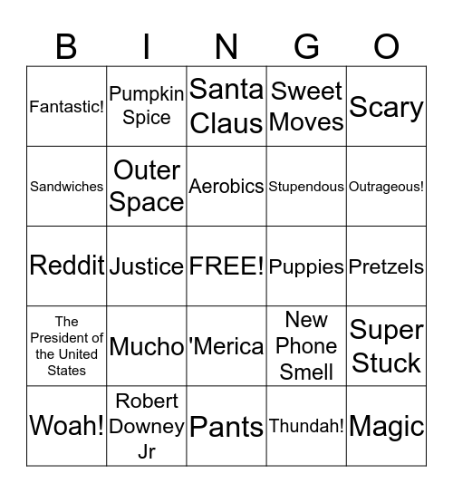 Super Awesome Bingo Card